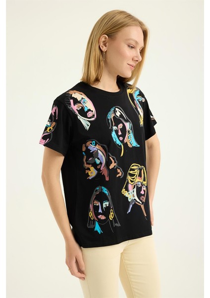 Kadın Baskılı Yuv Tshirt modelleri