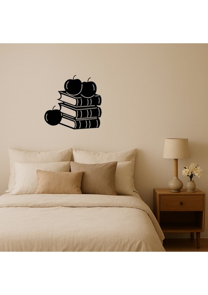 Kitaplar ve Elmaları Tasvir Eden Mdf Dekor Tablo - BRNTEK5776-6514