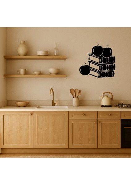 Kitaplar ve Elmaları Tasvir Eden Mdf Dekor Tablo - BRNTEK5776-6514 fiyatları
