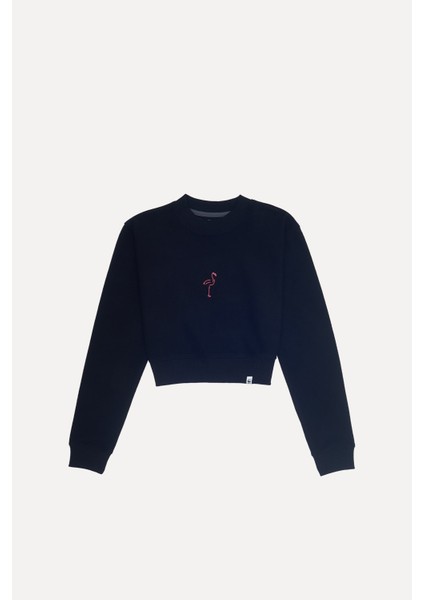 Flamingo Supersoft Crop Sweatshirt - Siyah indirimleri