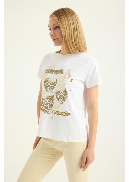 Yaldızlı Kelebek Kalp Tshirt fiyatları