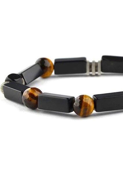 5'li Kaplan Gözü ve Oltu Taşı Bileklik