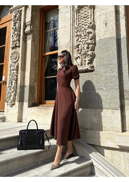 Karpuz Kollu Midi Boy Elbise fiyatları