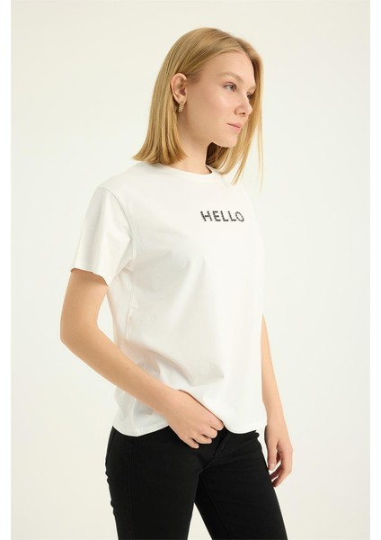 Hello Taşlı Tshirt modelleri