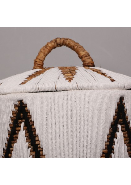 Mylamp Söke Beyaz Makrome ve Doğal Abaka - Kapaklı Sepet 36X40 cm fırsatları