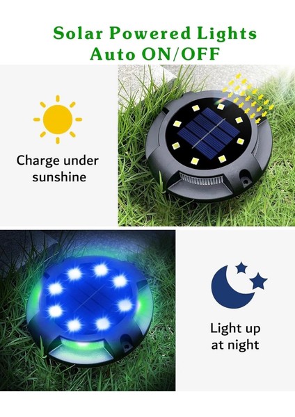 Güneş Enerjili 8+4 Led'li Bahçe Çimine Balkon Yol Üstüne Kazıklı Dekor Aydınlatma Işık modelleri