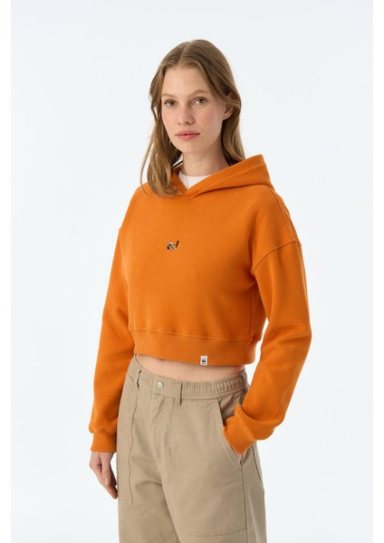 Dikkuyruk Supersoft Crop Hoodie - Koyu Turuncu fiyatları