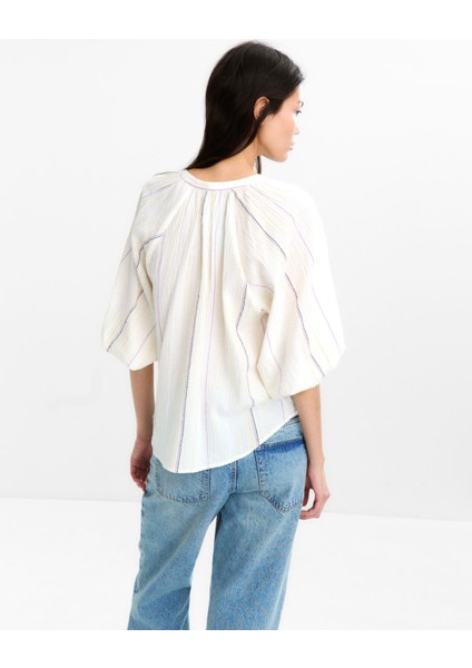 Çok Renkli Üst Dikiş Gömlek %100 Pamuk fırsatları