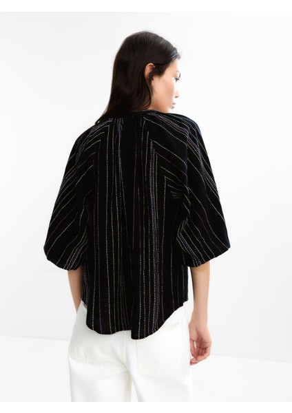 Çok Renkli Üst Dikiş Gömlek %100 Pamuk fırsatları