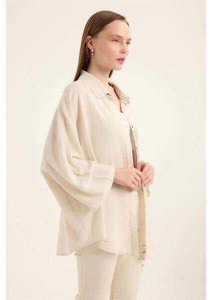 Keten Çizgli Gömlek modelleri