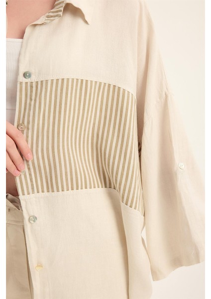 Keten Çizgli Gömlek fırsatları