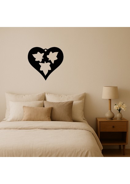 Kalp ve Yaprak Desenli Mdf Dekoratif Tablo - BRNTEK3323-2386