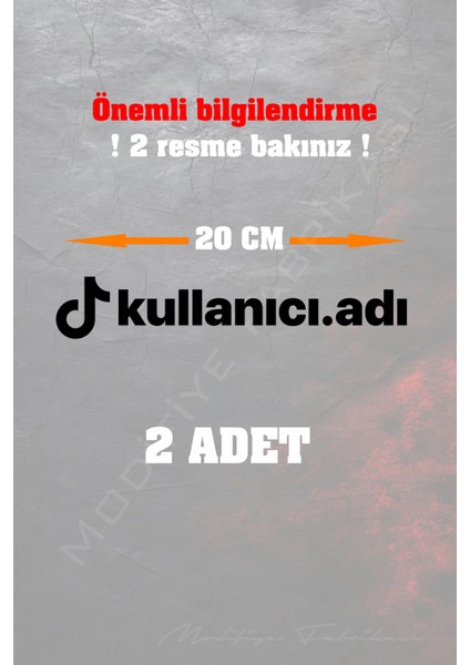 Tiktok Logolu Kullanıcı Adı Sticker Folyo - 2 Adet 20 cm - Siyah -