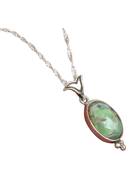 Göktaşı Gümüş Çerçeve Kadın Zümrüt Kolye