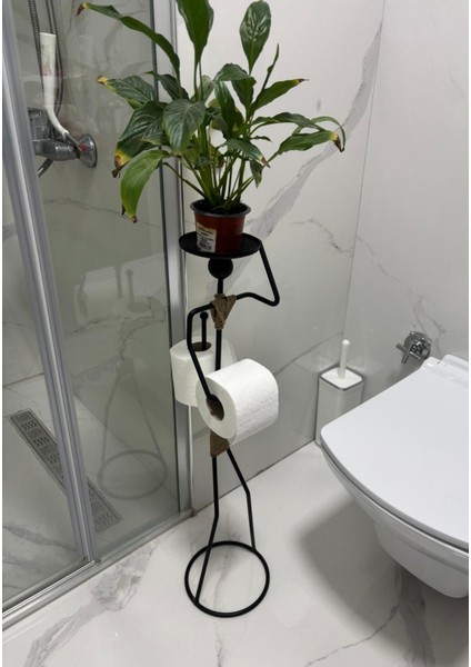Dekoratif Tuvalet Kağıdı Askısı Insan Figürlü Raflı Tuvalet Kağıtlığı Yedekli Banyo Toparlayıcı