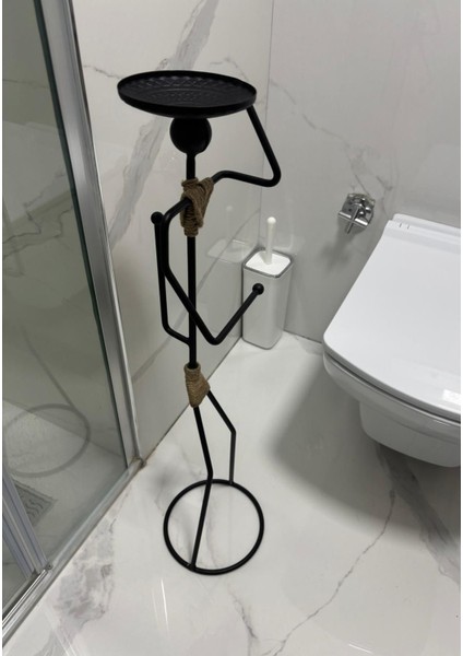 Dekoratif Tuvalet Kağıdı Askısı Insan Figürlü Raflı Tuvalet Kağıtlığı Yedekli Banyo Toparlayıcı