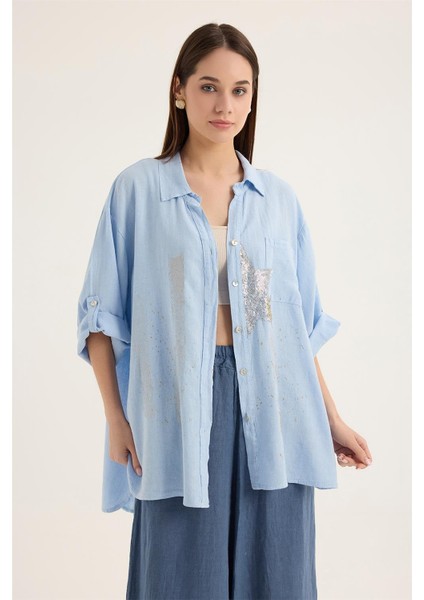Payetli Yıldızlı Gömlek