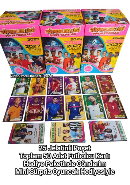 Süperler Ligi Dünya Yıldızları 50 Kart 25 Paket Yeni Sezon Son Transferler + Sürpriz Hediye fiyatları