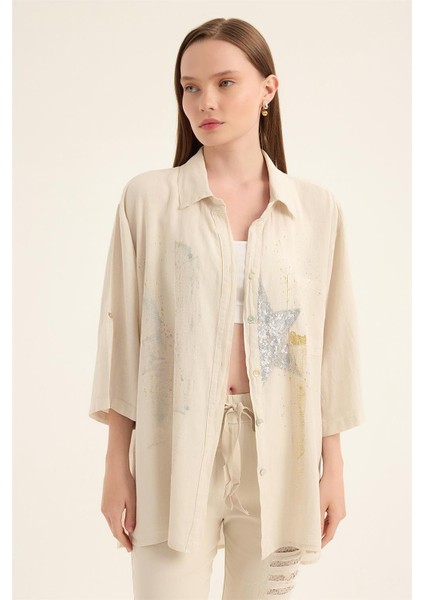 Payetli Yıldızlı Gömlek