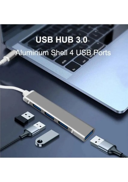 Alüminyum Kasa Type-C To USB Çoğaltıcı USB Hub - USB Çoklayıcı Type C To 4 USB Port modelleri