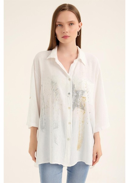 Payetli Yıldızlı Gömlek