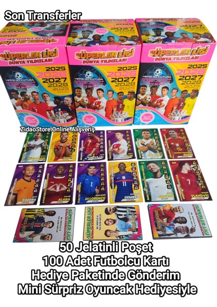 Süperler Ligi Dünya Yıldızları 100 Kart 50 Paket Yeni Sezon Son Transferler + Sürpriz Hediye fiyatları