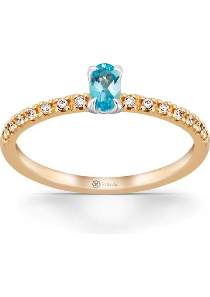 0,40 Karat Pırlanta Blue Topaz Yüzük