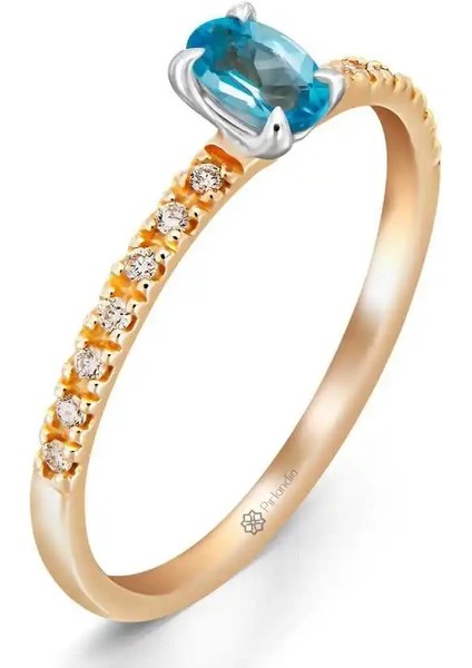 0,40 Karat Pırlanta Blue Topaz Yüzük fiyatları