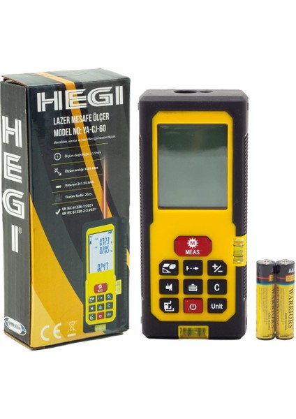60 Metre Lazer Metre | Pisagor Fonksiyonu | Hassas Dijital Mesafe Ölçer