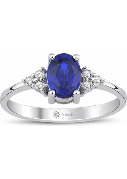 0,85 Karat Pırlanta Safir Yüzük