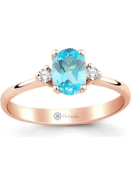 1,20 Karat Pırlanta Mavi Topaz Yüzük