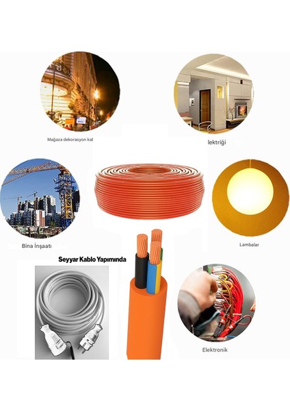 Ttr Cca Çok Telli 3x1.5 mm 100 Metre Elektrik Kablosu Turuncu Renk Topraklı Iletken Kablo H05VV-F modelleri