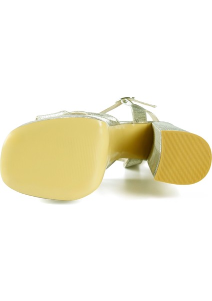 Whitney Dore Croco Önü Arkası Açık Çift Platformlu Bantlı Kalın Topuklu Abiye Ayakkabı