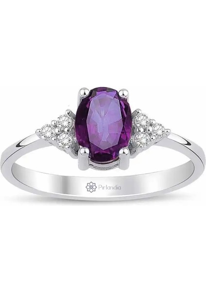1,00 Karat Pırlanta Ametist Yüzük