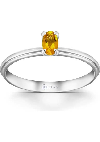 0,30 Karat Sitrin Tektaş Yüzük