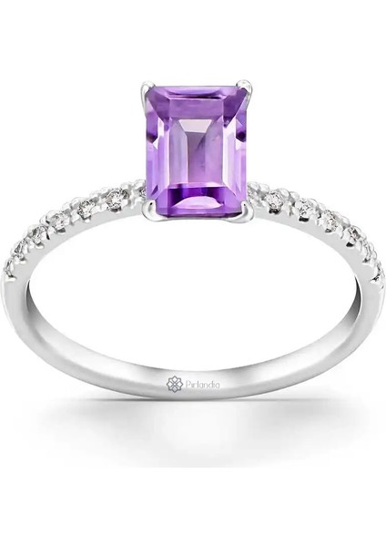 1,10 Karat Pırlanta Ametist Yüzük