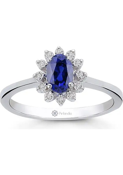 0,60 Karat Pırlanta Safir Yüzük