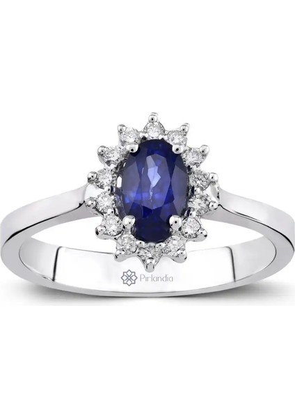 0,84 Karat Pırlanta Safir Yüzük
