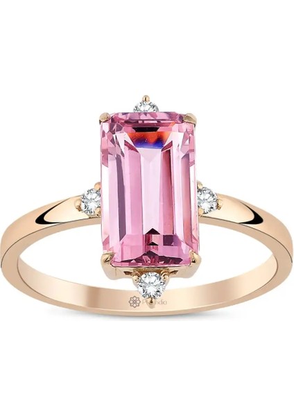 1,60 Karat Pırlanta Pembe Turmalin Yüzük
