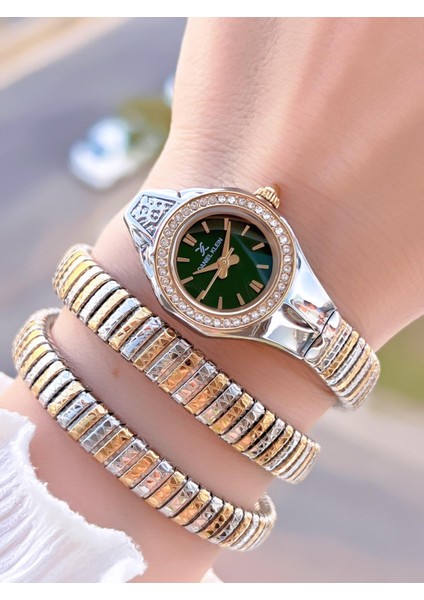 Yeni Sezon Dolamalı Çelik Kordon 3 Atm 2 Yıl Garantili Kadın Kol Saati+Bileklik 10085.5