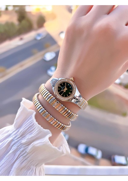 Yeni Sezon Dolamalı Çelik Kordon 3 Atm 2 Yıl Garantili Kadın Kol Saati+Bileklik 10085.5 fiyatları