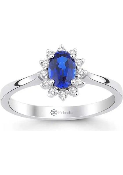 0,72 Karat Pırlanta Safir Yüzük