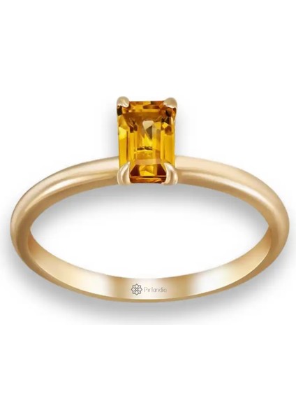 0,50 Karat Sitrin Tektaş Yüzük