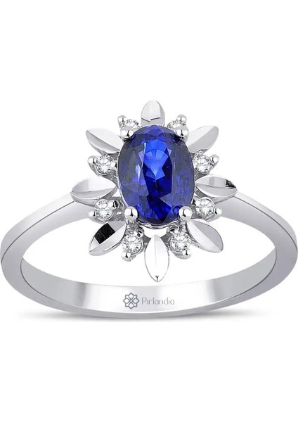 1,35 Karat Pırlanta Safir Yüzük