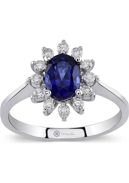 0,90 Karat Pırlanta Safir Yüzük