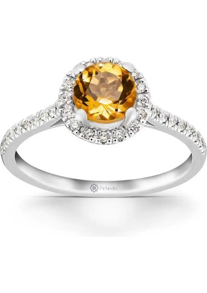 1,08 Karat Pırlanta Sitrin Yüzük