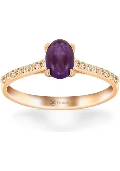 0,80 Karat Pırlanta Ametist Yüzük