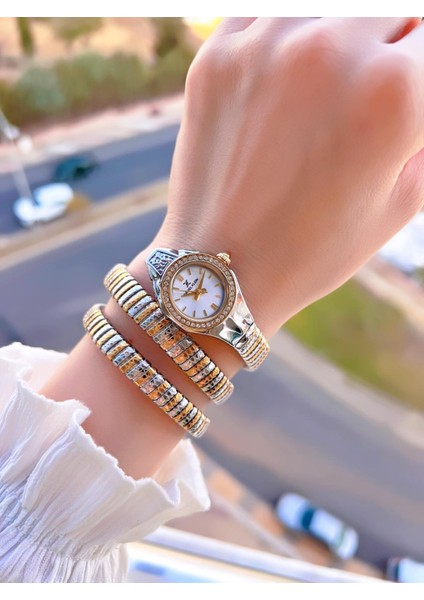 Yeni Sezon Dolamalı Çelik Kordon 3 Atm 2 Yıl Garantili Kadın Kol Saati+Bileklik 10085.4 fiyatları