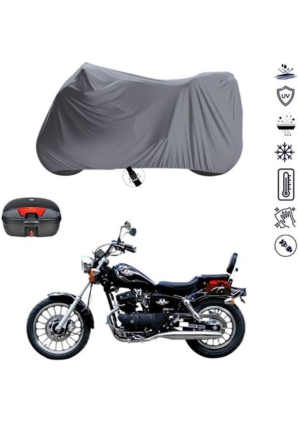 | Regal Raptor Dd 250E-9B Arka Çanta Bağlantı Tokalı Uyumlu Solarblock Uyumlu Motosiklet Brandası | Su Geçirmez, %99 UV, Yansıtıcı Gümüş Üst