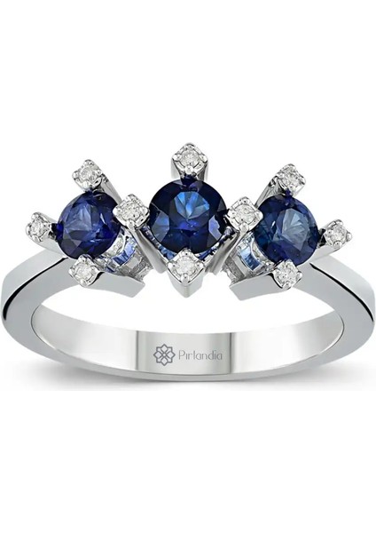 0,90 Karat Pırlanta Safir Yüzük